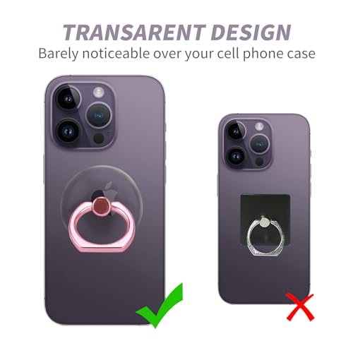Image of 2 Pack Pink Jsoerpay Clear Phone Ring Holder, Transparent Cell Phone Ring Grip 360Rotation Finger Ring Stand, Phone Kickstand Compatible with Most of Phones, Tablet and Case