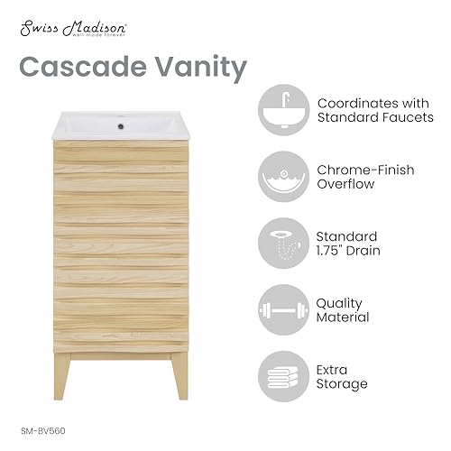 Image of Swiss Madison Cascade 18 inch Bathroom Vanity in Natural Oak