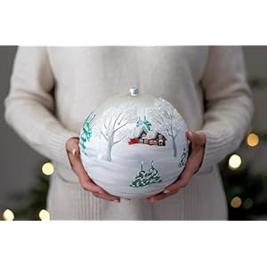 8 inch xl large christmas ball ornaments polish luxury christmas ornaments hand blown glass christmas ornaments glass christmas ornaments balls hand painted christmas ball ornaments silver 200mm  urban country home decor