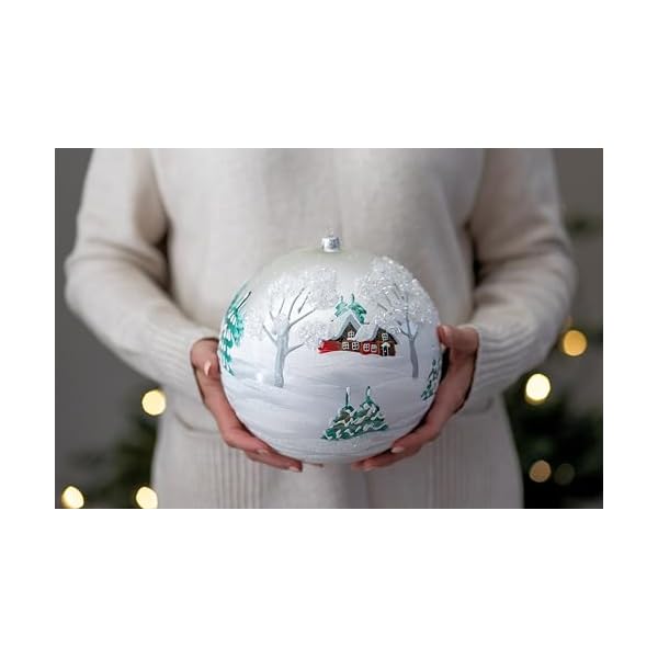 8 inch xl large christmas ball ornaments polish luxury christmas ornaments hand blown glass christmas ornaments glass christmas ornaments balls hand painted christmas ball ornaments silver 200mm  urban country home decor