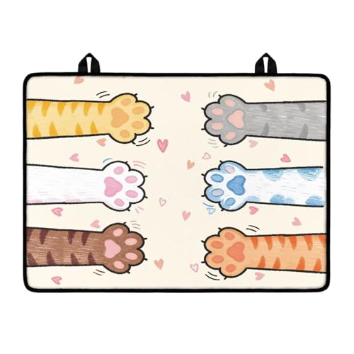 Image of Poceacles Stove Cover for Stovetop, Induction Electric Stove Top Protector Oil Resistant Heat Resistant Washer Dryer Top Mat, 29 inch x 21 inch, Cat Paw Heart Pattern Beige