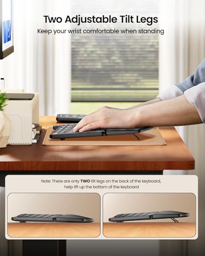 ProtoArc Wireless Ergonomic Keyboard, EK04 2.4GHz USB Wireless Ergo Keyboard with Separate Numeric Keypad, Split Design, Hard Wrist Rest, Rechargeable, for Windows PC/Laptop/Desktop - Image 6