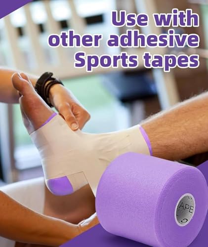 Image of Badminton Grip Tape - Cushion Wrap Pre-Wrap Sports Tape for Badminton Rackets - 10m x 70mm Purple Overgrip for Enhanced Comfort, Anti-Slip Handling, Sweat Absorption, and Improved Control