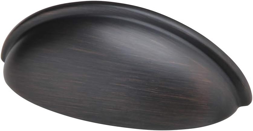 Silverline 10 Pack Cabinet Bin Cup Drawer Cup Pulls, 3"(76mm) Inch Hole Centers Kitchen Hardware Handles, Oil-Rubbed Bronze