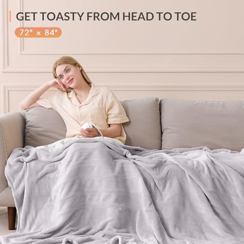 Image of HOMLYNS LuxeHeat Heated Blanket Electric Blanket Full Size, Soft Flannel Sherpa Heating Blanket with 10 Heat Settings, 1-10 hrs Timer Auto Shut Off (72x84 inches, Taupe), Only for 120V Voltage Use