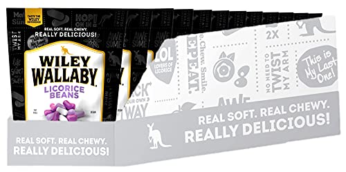 Wiley Wallaby Classic Black Licorice Beans, 7.05 Ounce Bags, 12 Count #TOP1