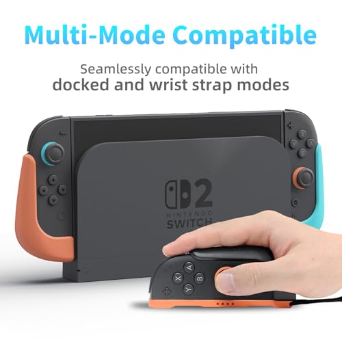 Image of MystiForge Split Grips for Nintendo Switch 2 Joycon 2 - Ergonomic, Anti-Slip TPU, Quick Release & Lightweight (Orange&Blue)