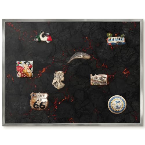 Tablón de anuncios de lava volcánica 80x60 cm con elegante marco plateado