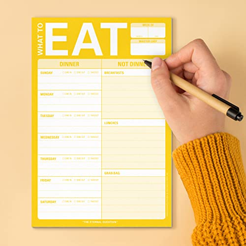 Knock Knock What To Eat Pad (Yellow), Magnetic Meal Planning Note Pad With Magnet, 6 X 9-Inches #TOP4