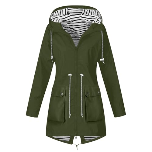 Shffuw Chubasquero Impermeabletraje Impermeable Gabardina de otoño e invierno para mujer, abrigo para escalar al Chubasquero chaqueta Mujer Primavera (Green, M)