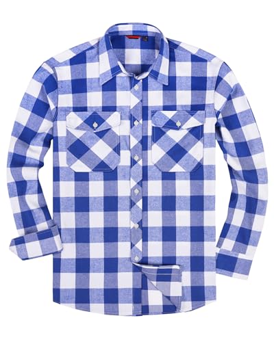 Image of Alimens & Gentle Men's Button Down Regular Fit Long Sleeve Plaid Flannel Casual Shirts