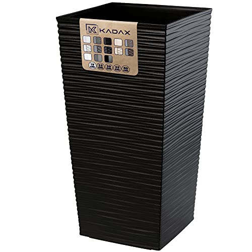 KADAX Macetero Alto de Diseño Moderno para Plantas de Interior y Exterior, Maceta Grande de Plástico, Jardinera Alta (Texturizado, Negro, 36 cm)