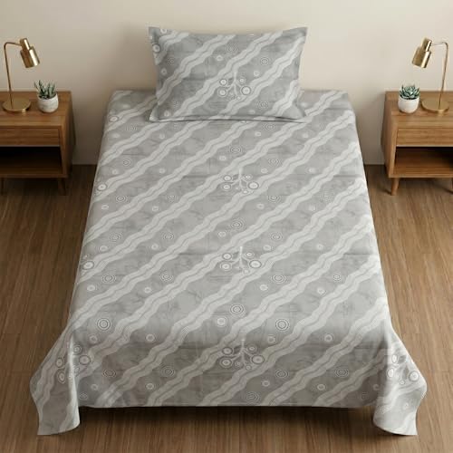 Image of Mafatlal 186 TC Metro Cotton Single Bedsheet | 90 x 60 Inch|Soft, Breathable & Lightweight | with Matching Pillow Cover| Iron Grey