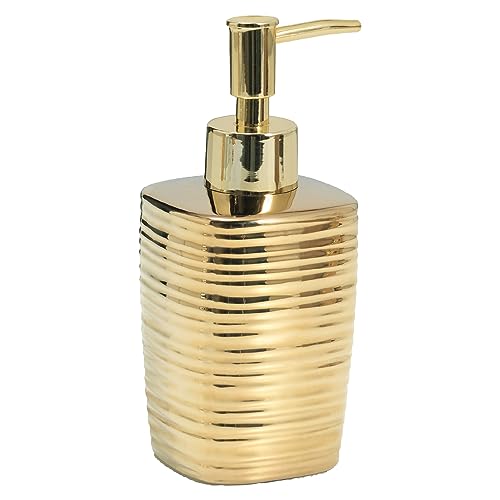 Gedy Kelly Dispensador de jabón, Cerámica, Oro, 7,2 x 7,2 x 16,3, Capacidad de 240 ml