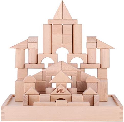 iPlay, iLearn Toddler Wooden Building Block Toys, 72 PCS Kids Natural Wood Stacking Blocks Set Standard Unit, Preschool Kindergarten Montessori Toy, Birthday Gift for Age 2 3 4 5 6 Year Old Boy Girl