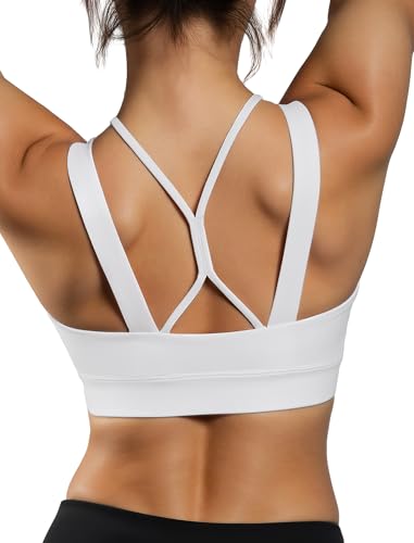 Yvette Yoga Sports Bras Comfortable Low-Impact Sports Bra with Fixed Cups and Double Straps