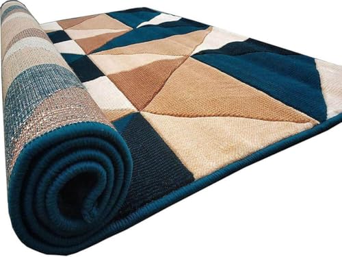 Image of Soft Premium Multi Color Carpet 5x7 ft - Washable, Anti-Skid, Fade-Resistant Acrylic Rug for Living Room, Hall, Bedroom, Modern Decor