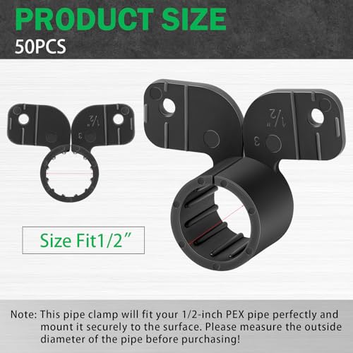 Image of Briwooody 50 Pack 1 /2 Inch Pex Suspension Pipe Clamps Tubing Supports for Pex, Copper, Cpvc Pipe, Butterfly Style(Black)