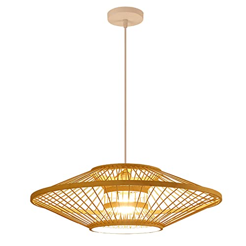 Suspension en bambou style japonais réglable abat-jour rustique 40cm
