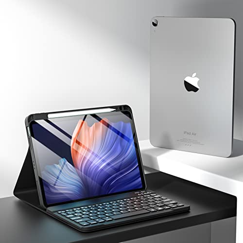 Ipad Air 5Th 4Th Generation Case With Keyboard 10.9 Inch, Slim Smart Folio Keyboard Cover With Pencil Holder For Ipad Air 5Th Gen 2022/Air 4Th Gen 2020, Detachable Backlit Wireless Keyboard (Black) #TOP7
