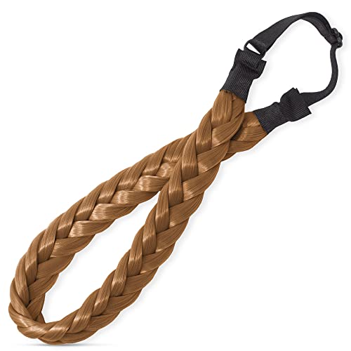 RPZL Fully Adjustable Braided Headband- Lighter Brown & Blondish | 2 Strand Hair Braid - Color Match w/Highlights or Roots - Synthetic Hair, Braided Headbands for Women