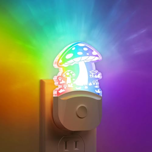 Image of Mushroom Night Light [2 Pack], Plug in Lamp, 8 Color Changing LED Night Lights for Adults Kids Baby Children NightLight Wall Mushroom Decor Lamp for Bedroom Bathroom,Toilet,Stairs,Kitchen,Hallway