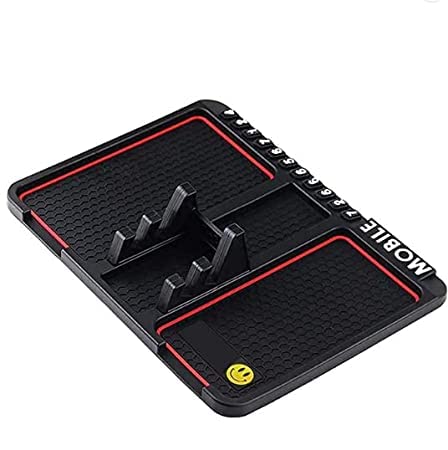 Car Dashboard Idols Pad Mat Non Anti Slip Skid PVC Pad Mat with Mobile Phone Holder Stand Mount Anti Slip Sticky Rubber Pad for SUV, MUV, Navigation, God Idol, Toys, Coins, Cellphone-picture-34