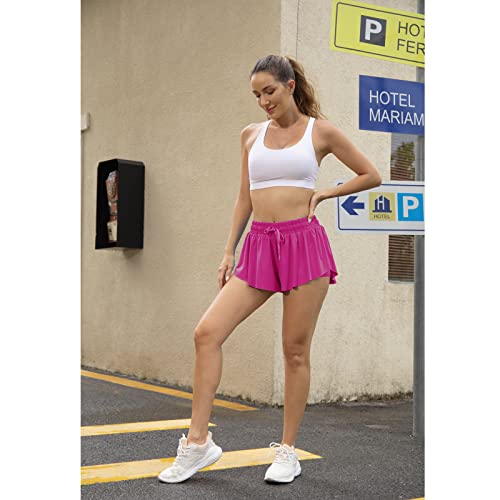 Image of Flowy Athletic Shorts for Women Running Tennis Butterfly Shorts Girls 2-in-1 Double Layer Quick-Drying Comfy Shorts