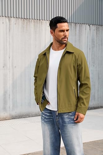 Image of QTE Lightweight Jackets for Men Casual Windbreaker Stylish Light Fall Spring Golf Work Dress Business Coat
