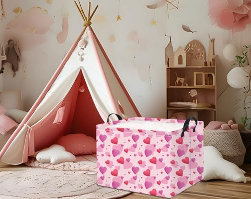 Image of Rectangle Storage Basket,Gift Basket Empty with Handles,Cute Organizer, Room Decor(Dream heart)