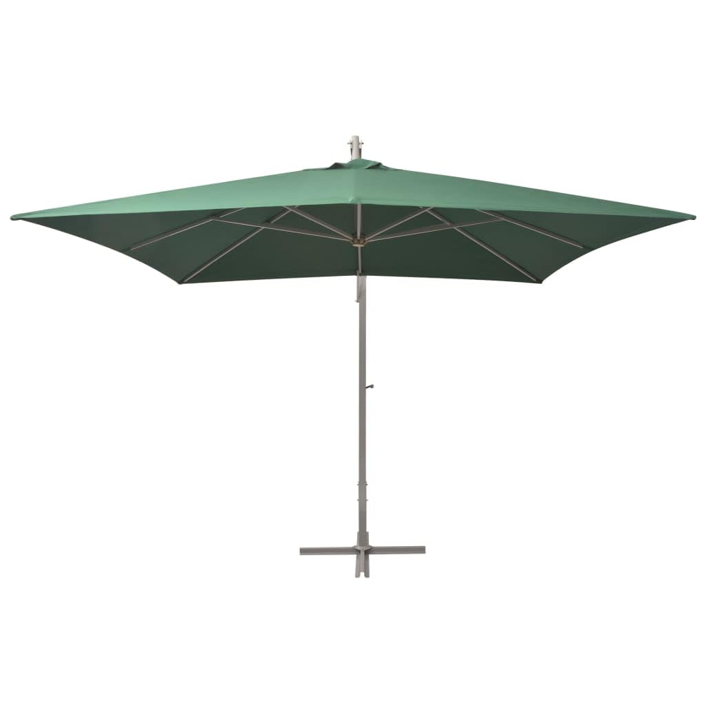 Parasol przeciwsłoneczny 300 x 300 cm, zielony, odporny na promieniowanie UV, aluminiowy maszt z mechanizmem korbowym, wolna przestrzeń na taras, do ogrodu, ochrona przed słońcem