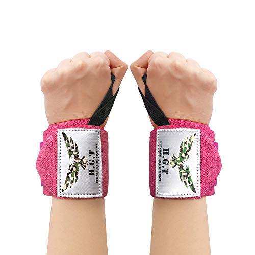 Wrist Wraps Weightlifting - Wrist Support - Wrist Brace - Lifting Straps - Wrist Straps For Weight Lifting - Crossfit Wrist Wraps - Wrist Support Weight Lifting - Elastic Wrist Wraps - H.G.T. - Pink