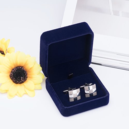 Small Dark Classic Velvet Cufflink Box Case (Blue) #TOP5