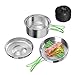 Stainless Steel 2 Pieces Kit 0.7L Frying Pan and 1.3L Pot with Lid Camping Cookware Set Folding Hand Portable Lightweight Cooking Mess Kit for Outdoor Hiking Backpacking Picnic