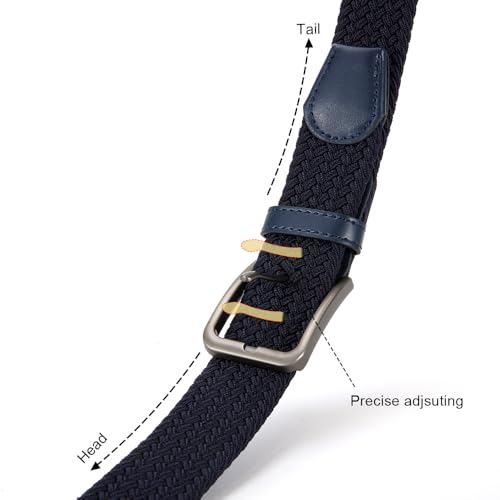 Braided Belt, 1 3/8", 2 APCK Woven Stretch Belt for Golf Casual Jeans Shorts Pants3
