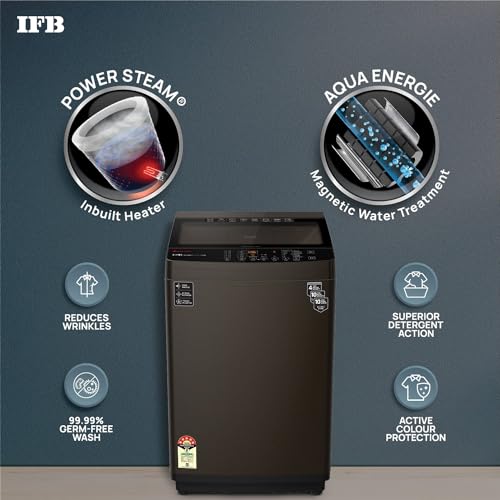 Image of IFB 7 Kg 5 Star AI Powered Fully Automatic Top Load Washing Machine (TL S1BRS 7.0Kg Aqua, Brown, 2X Power Steam, 4 Years Comprehensive Warranty)