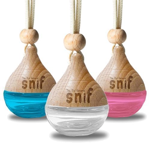 Th.e O.ld N.atural Car Perfume With Essential Oils | Car Perfume Diffuser With Wooden Lid | Car Fresheners Long Lasting | (White Oudh + Plum Rose + Blue Water) (Pack of 3 + Free 3 Refill Pack) -  sn.if, FG2395