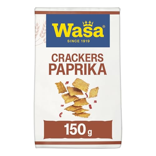 Wasa Tasty Snacks Crackers Paprika 5x150g | Knusprige Knäcke-Cracker mit Paprika, leckerer Snack