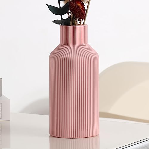 Pink Ceramic Vase for DecorMinimalist Modern Home DecorSmall Flower Vase for Pampas GrassTableShelf Bookshelf DecorMantel and Entryway Decor8 in