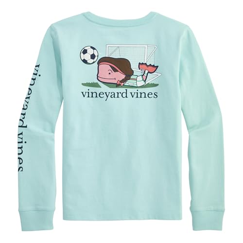 vineyard vines Girls' Soccer Player Whale Long-Sleeve Pocket Tee