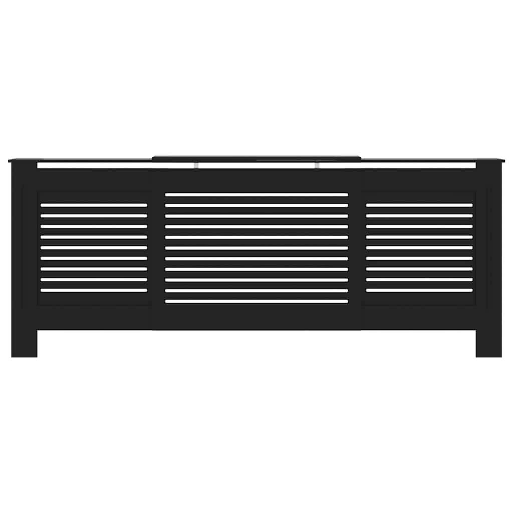 vidaXL Heizkörperverkleidung Lattenrost-Design Heizungsabdeckung Heizungsverkleidung Heizkörperabdeckung Heizung Abdeckung Heizkörper MDF Schwarz 205cm