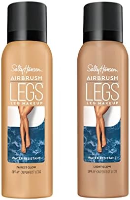 Sally Hansen Airbrush Legs Spray, Fairest, 4.4 Ounce and Light Glow, 4.4 Ounce (Pack of 2)