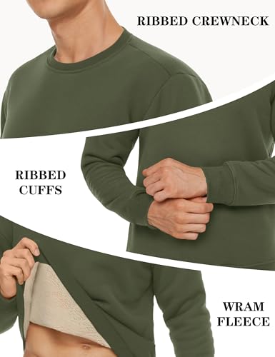 Image of TACVASEN Men's Crewneck Sweatshirt Warm Sherpa Lined Thermal Sweatshirts Heavyweight Long Sleeve Winter Fleece Pullover Shirt