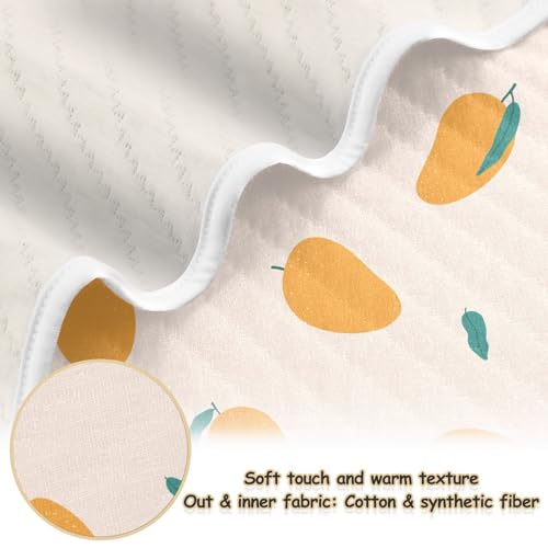 Image of Mango Fruits Orange Leaves Baby Swaddle Blanket for Boys and Girls, Muslin Baby Receiving Swaddle Blanket, Soft Cotton Nursery Swaddling Blankets for Newborn Toddler Infant