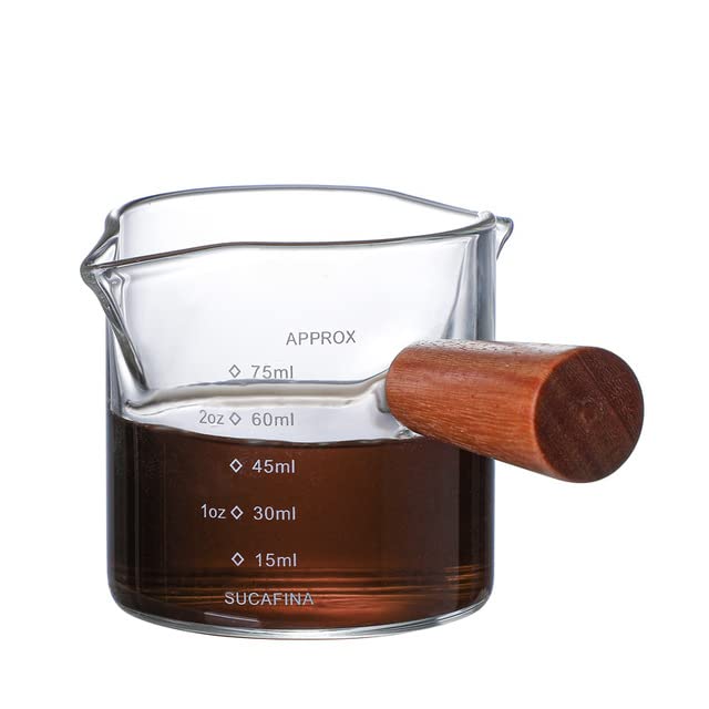 NEOUZA Espresso Glass Coffee Cup Ounce Measuring Cup Liquid Glass with Scale Food Baking Measure Tool Kitchen Supplies (with Handle)