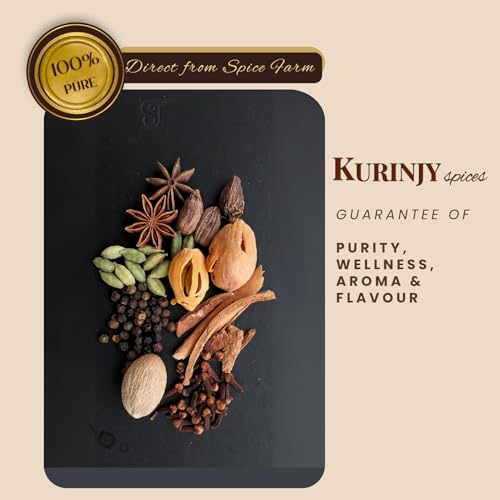Image of Kurinjy Biryani Masala- Whole Spices Mix | Cardamom Cinnamon Clove Peppercorn Kali Elaichi Jaifal Mace Star Anise | Pure Natural Essential Oil filled Kerala Spices | for Flavourful food, 55g x 1pack