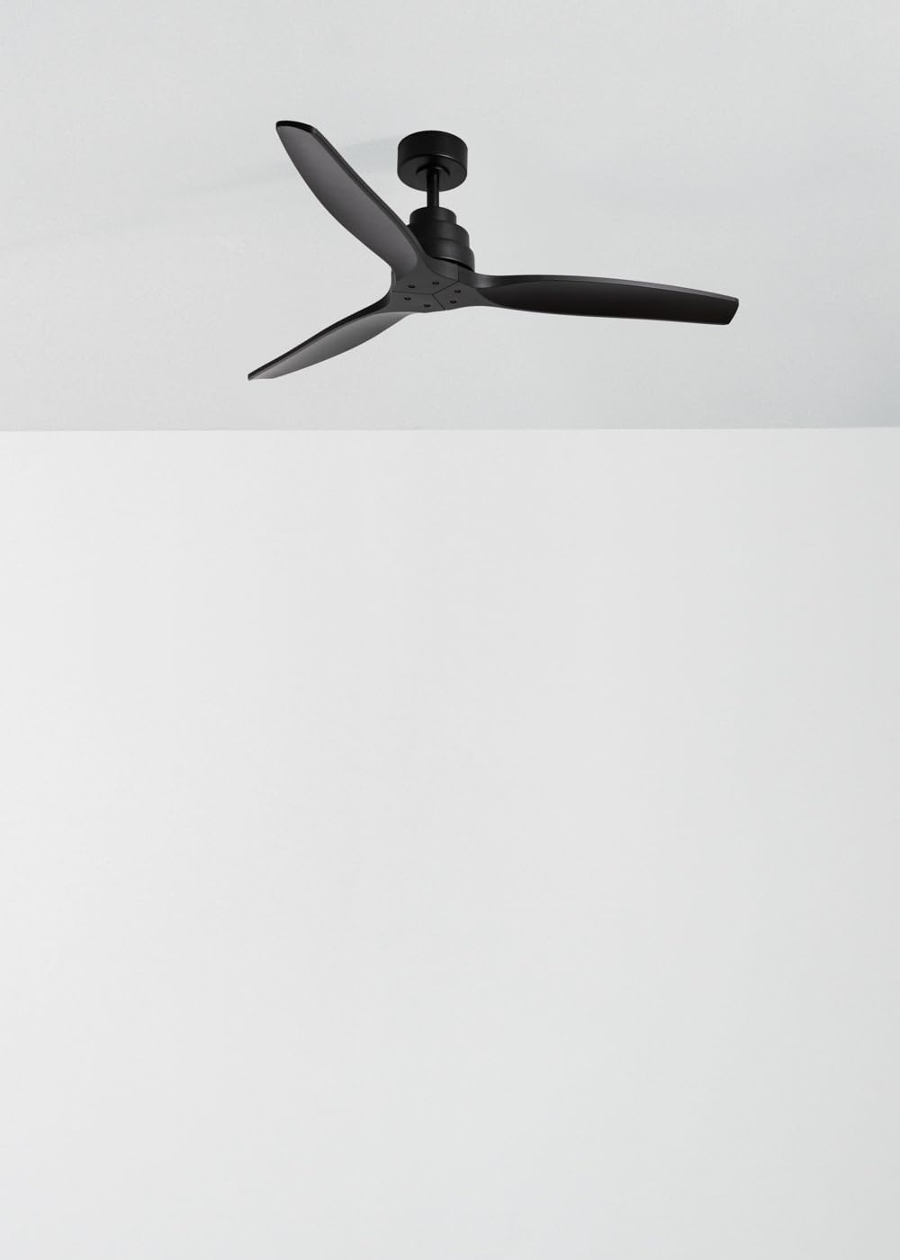 CREATE / WINDSTYLANCE M/Ventilateur plafond ABS noir + télécommande / 40W, Silencieux, Ø132 cm, 6 vitesses, minuterie, été-hiver, double hauteur, moteur DC