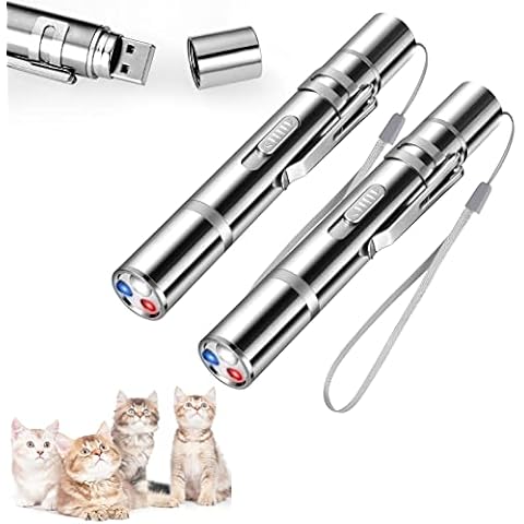 vsshe Juguetes para Gatos Puntero LED, 2PCS USB Recargable Cover