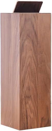 Papeleras de madera para interiores y exteriores con anillo de presión de madera, cesta de papel de grano de madera, cesta de basura con barril