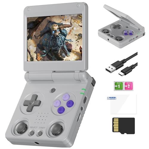 RG34XXSP Retro Handheld Game Console Linux 3.4 inch IPS Screen 720*480 5000+ Classic Games 64G Card RG 34XXSP Retro Gaming Console Handheld 3300mAh Battery Compatible with WiFi HDMI Bluetooth Grey